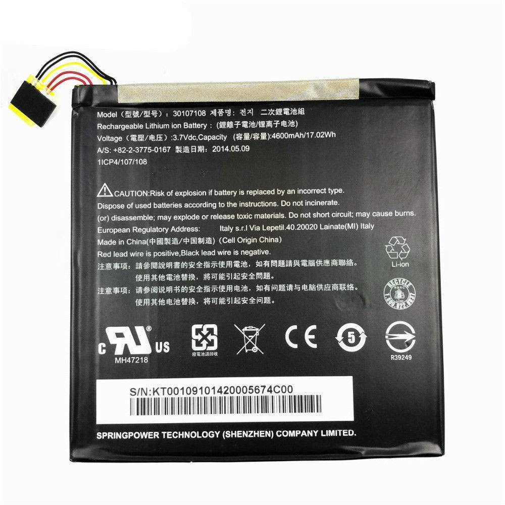 Acer 30107108 Tablet Accu batterij