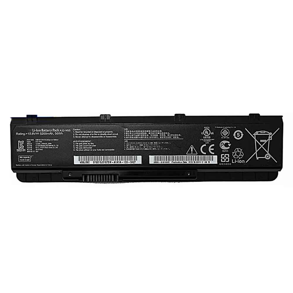 Batterie pour Asus N45 N45E N45S N45F N45J N55 N55E N55S N75 N75E A32-N55, 5200mAh 