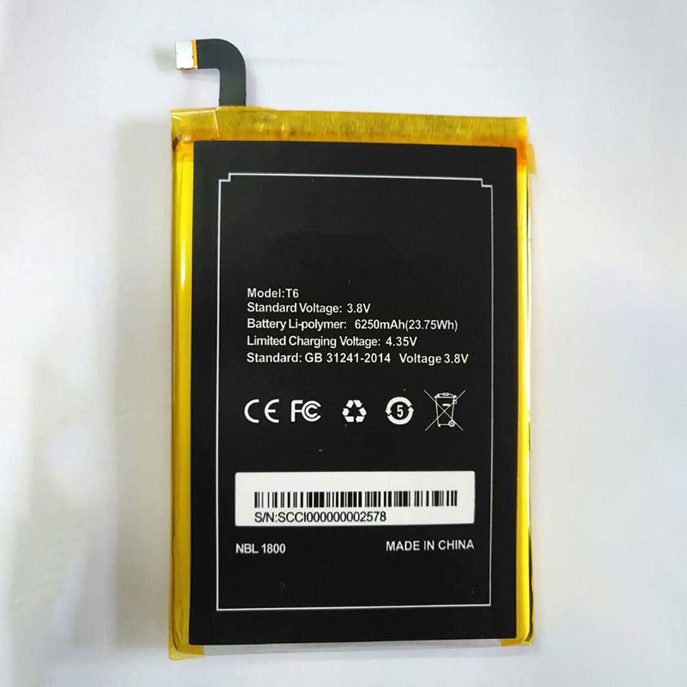 Batterie pour Homtom HT6 & DOOGEE T6 T6 Pro T6Pro, 6250mah 