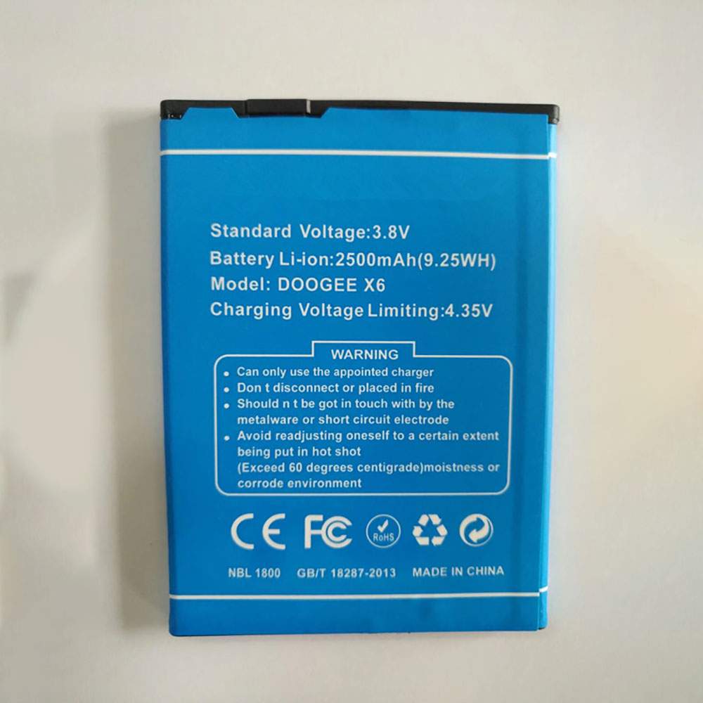 Batterie pour DOOGEE X6 & DOOGEE X6 Pro Smartphone X6, 2500mAh 