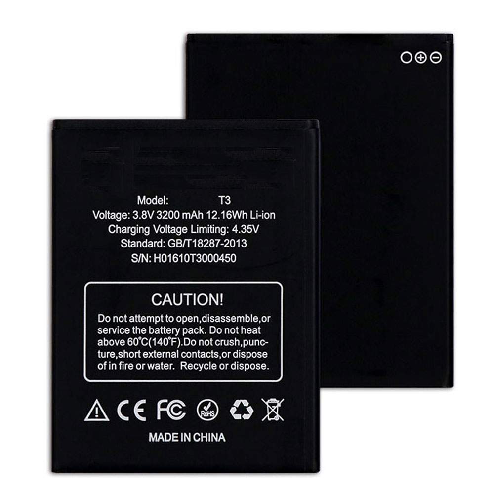 Batterie pour Doogee T3 T3, 3200mAh/12.16WH 