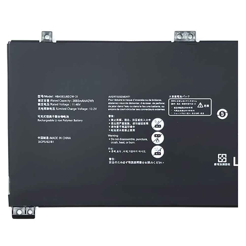 Batterie pour Huawei MateBook 13 2020 WRT-W29 WRT-W19 HB4593J6ECW-31, 3665mAh 