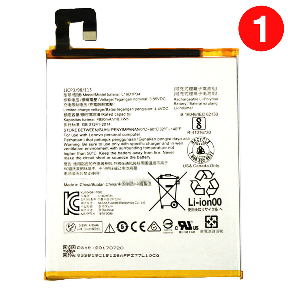 Lenovo L16D1P34 Mobiele Telefoon Accu batterij