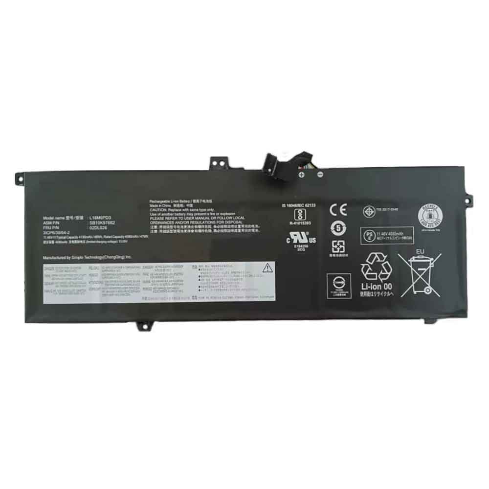 Batterie pour Lenovo X390 X395 TP00106A L18M6P-D3 L18M6PD3, 4080mAh 