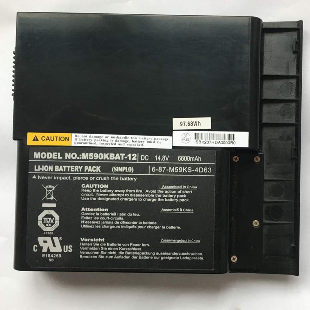 Batterie pour Clevo M59 M59K M59KE M590 M590K M590KE 87-M59KS-4D63 6-87-M59KS-4K62, 6600mah 