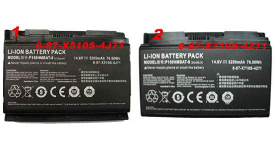 Batterie pour Clevo P170HM P170 P150HMBAT-8, 5200mAh 
