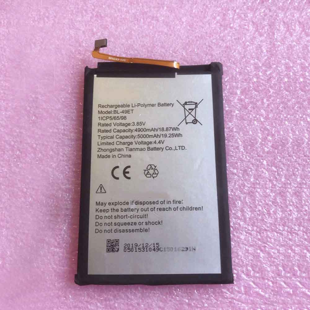 Batterie pour Tecno BL-49ET BL-49ET, 4900mAh 18.87WH 