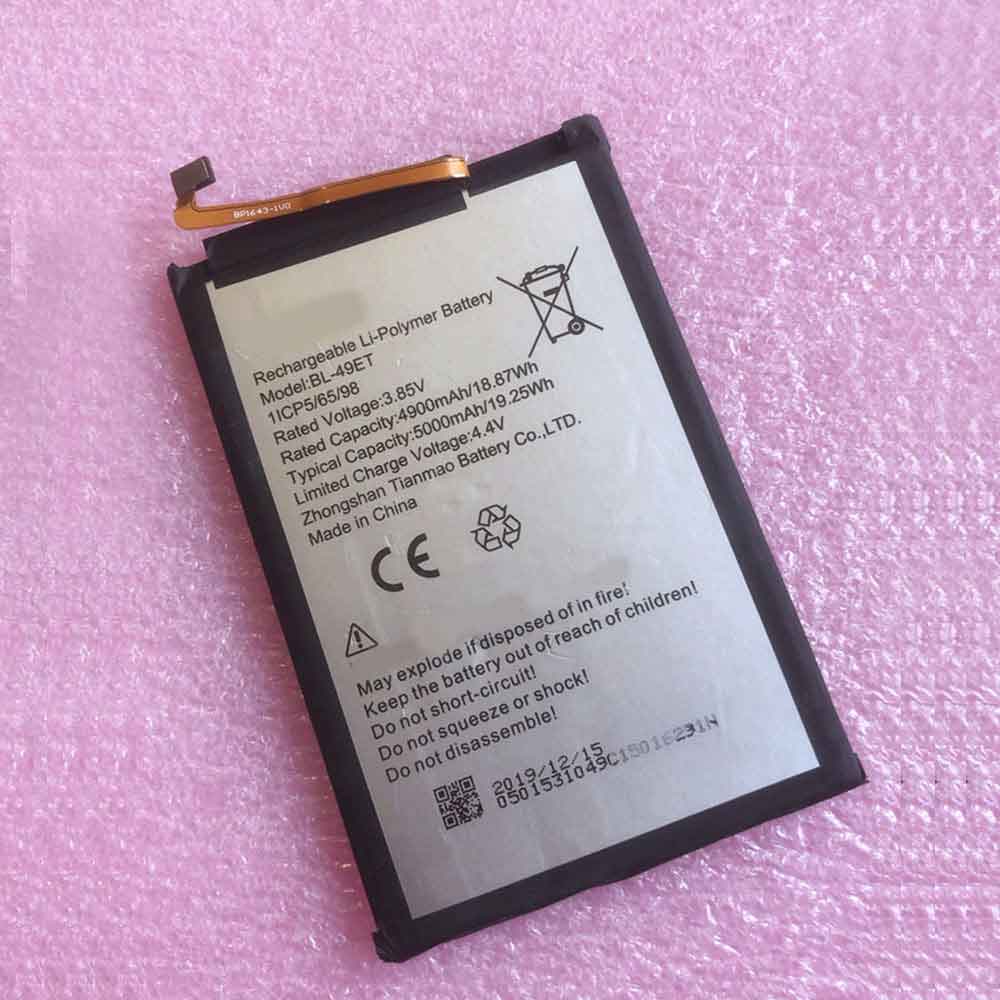 Batterie pour Tecno BL-49ET BL-49ET, 4900mAh 18.87WH 