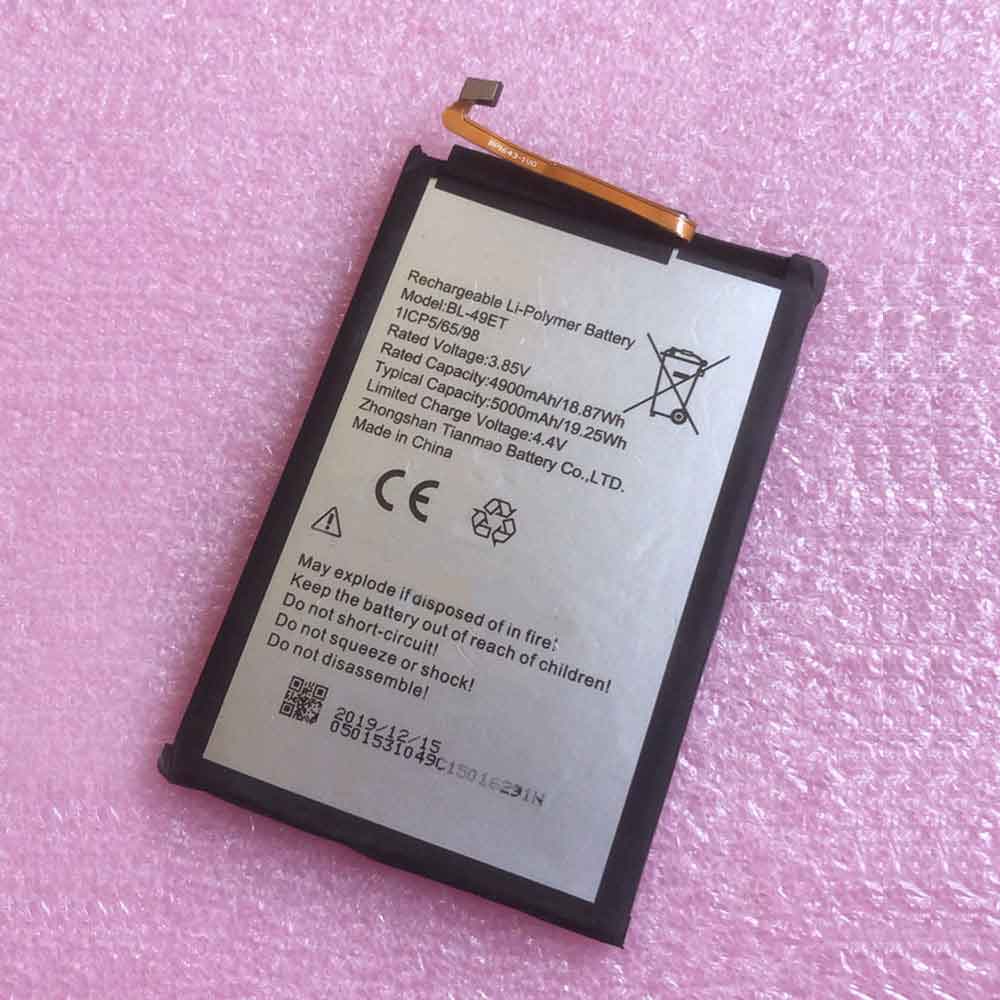 Batterie pour Tecno BL-49ET BL-49ET, 4900mAh 18.87WH 