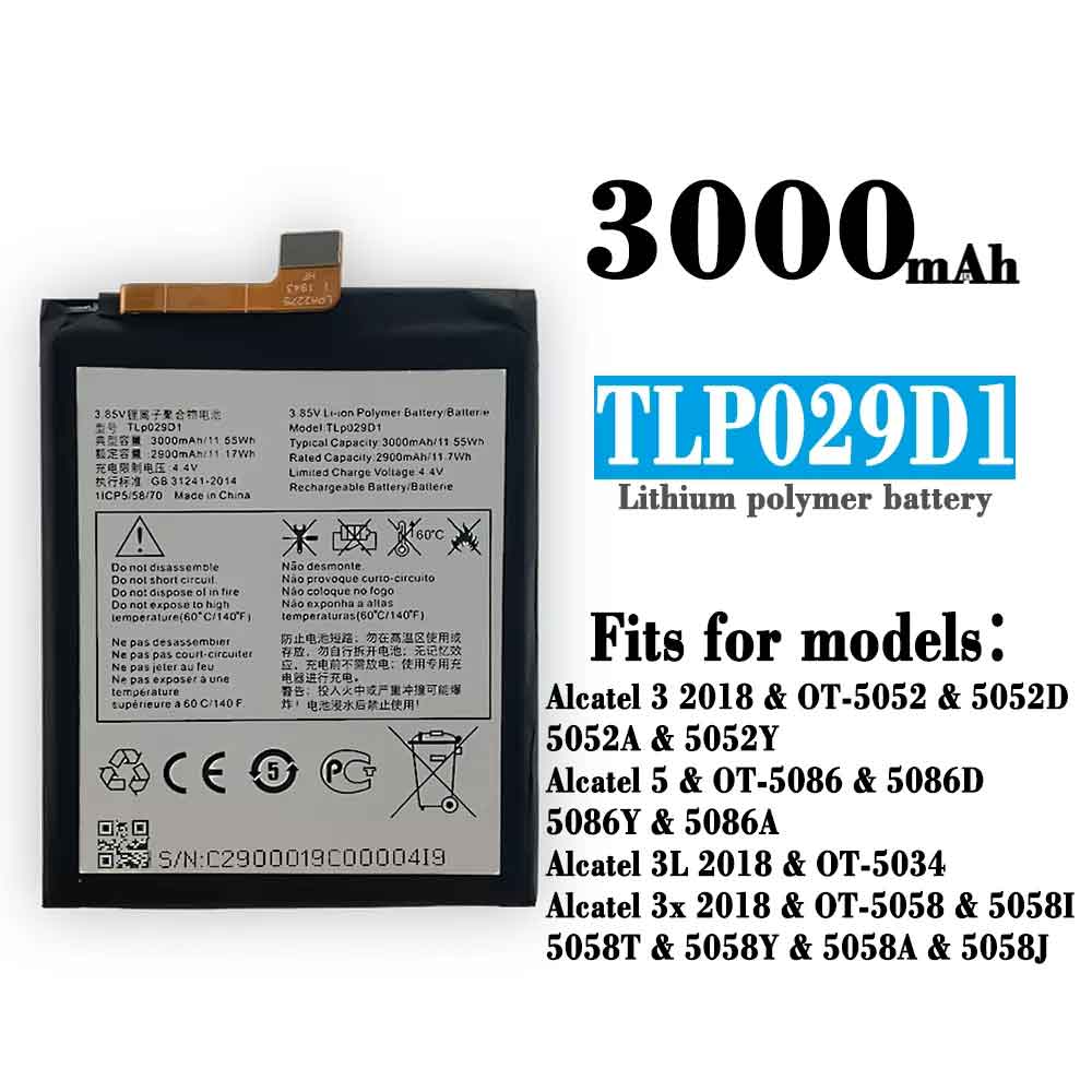 Alcatel TLP029D1 Mobiele Telefoon Accu batterij